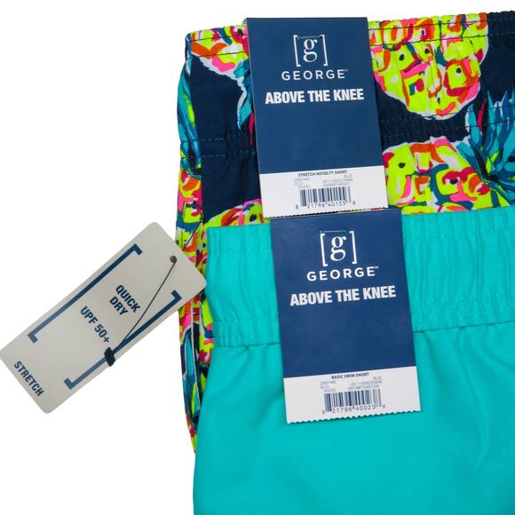 2 George Teal and Vibrant Pineapple Stretch Swim Trunk Set 3XL - Picture 7 of 9
